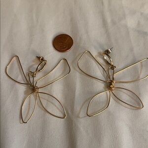 Gold Butterfly Wire Earrings